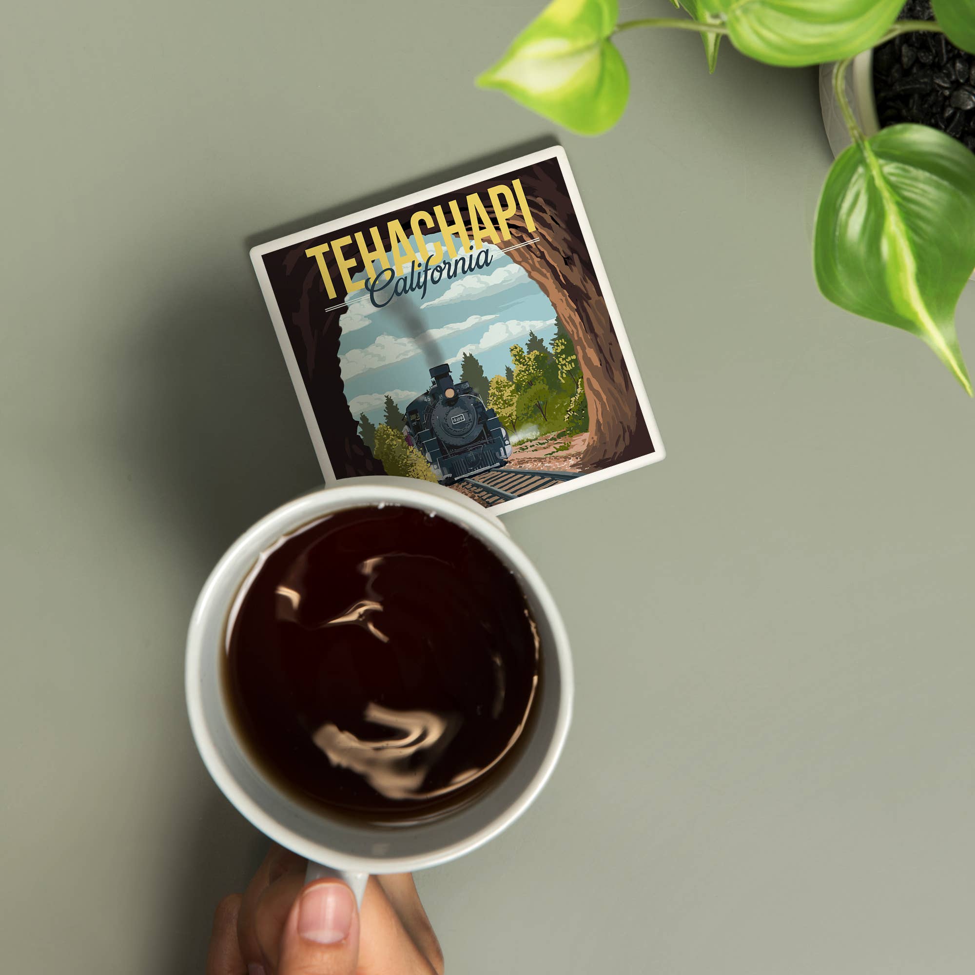 Tehachapi California Ceramic Coaster – Historic Tunnel Scene