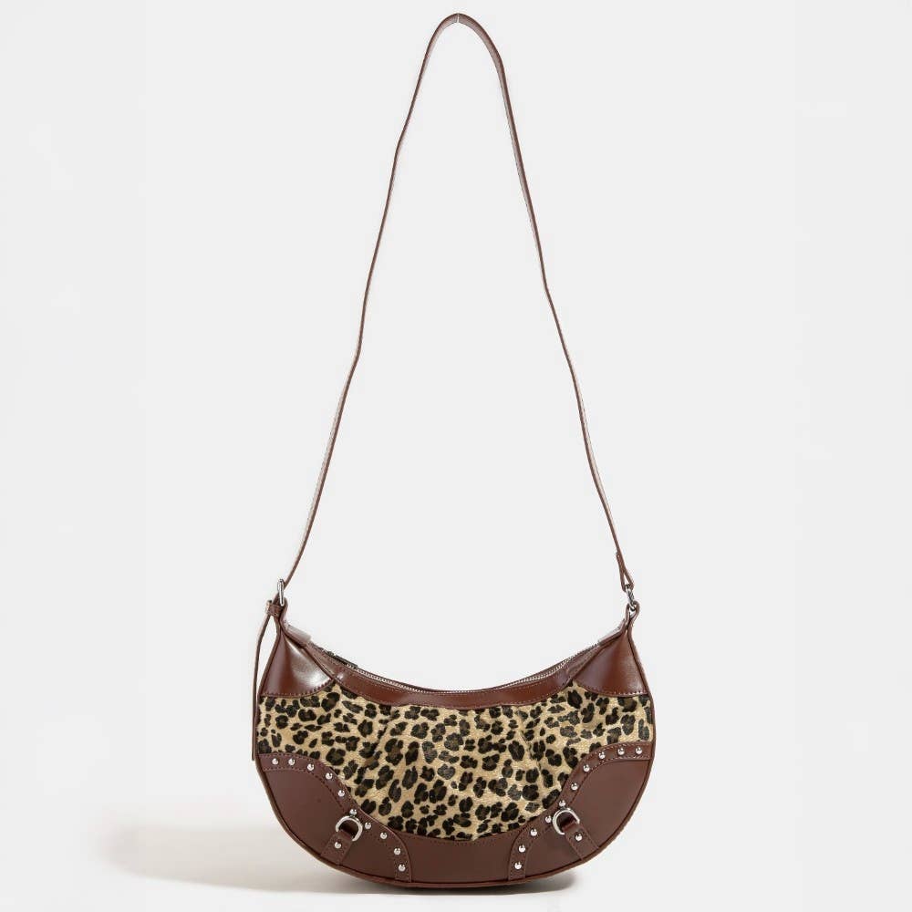 Leopard Print Half-Moon Shoulder Bag