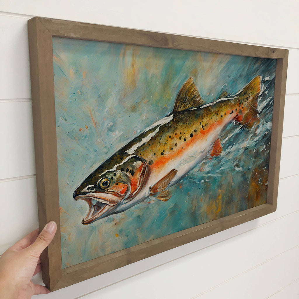 Rainbow Trout Framed Canvas Wall Art