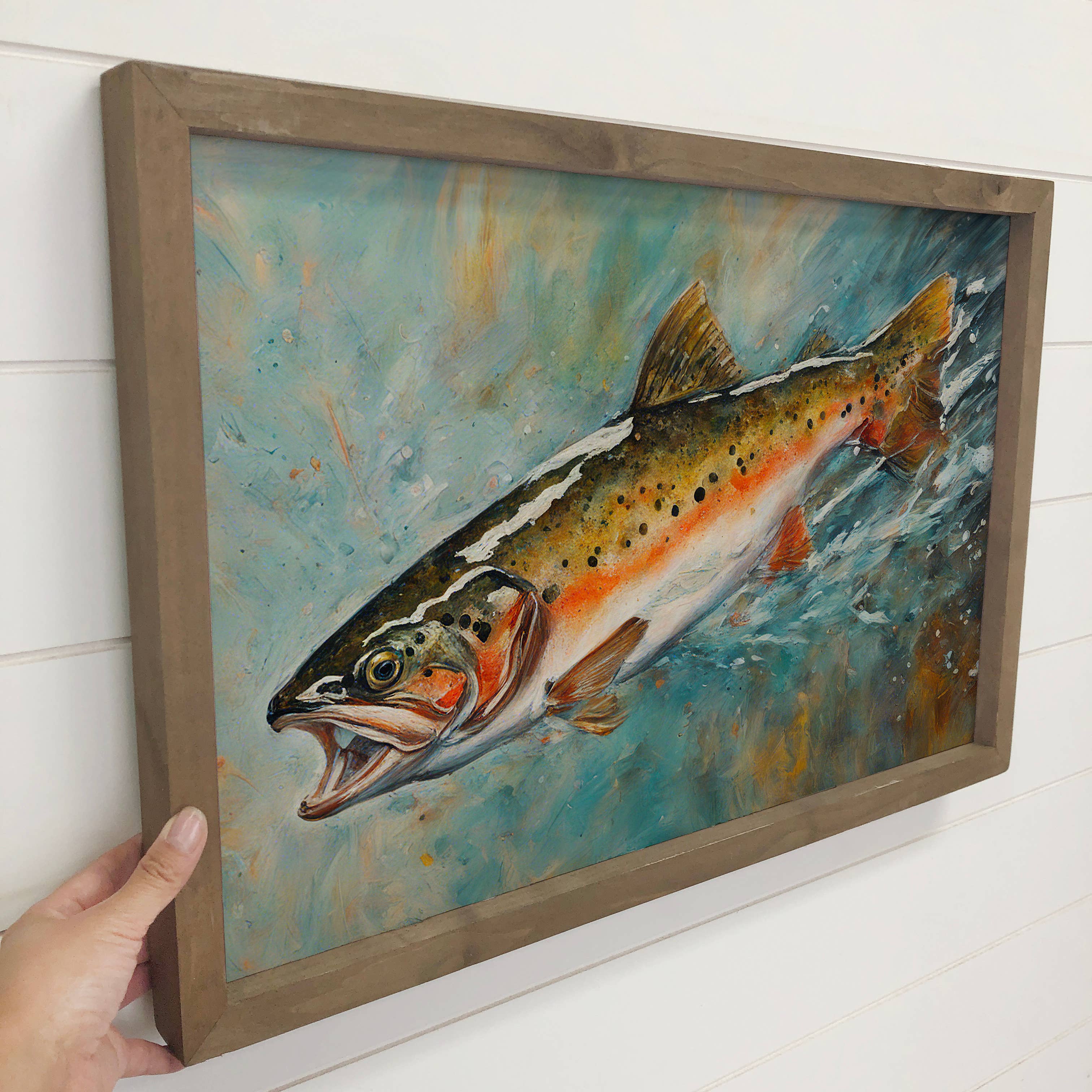 Rainbow Trout Framed Canvas Wall Art