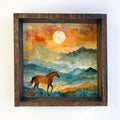 Horse on the Horizon Framed Canvas Wall Art - 6" x 6"