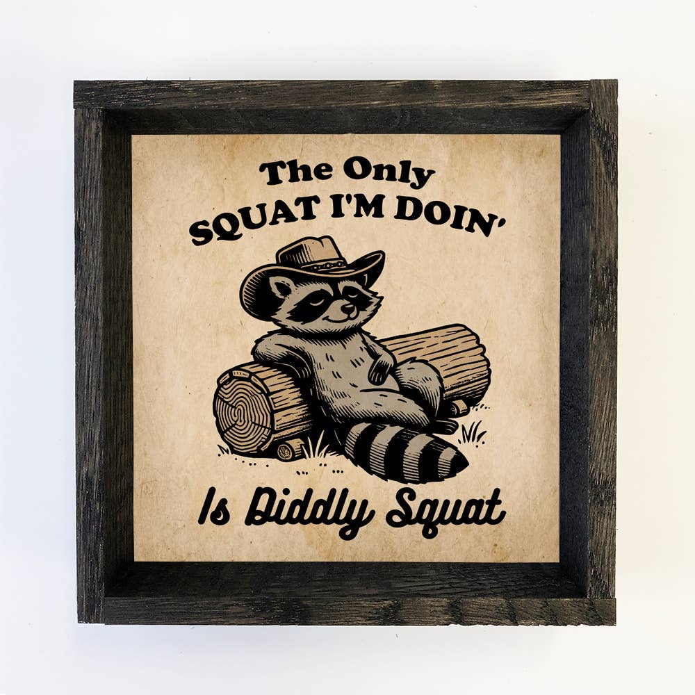 Raccoon Diddly Squat Framed Canvas Wall Art - 6" x 6"