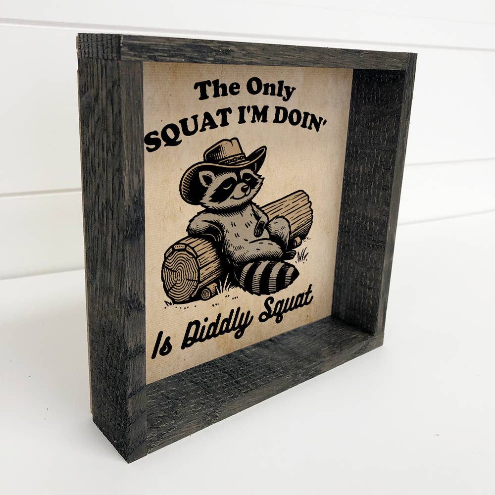 Raccoon Diddly Squat Framed Canvas Wall Art - 6" x 6"
