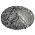 USA-Made Horse Head Filigree Belt Buckle