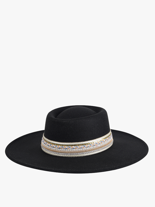 Blaze Wide Brim Fedora with Beaded Trim