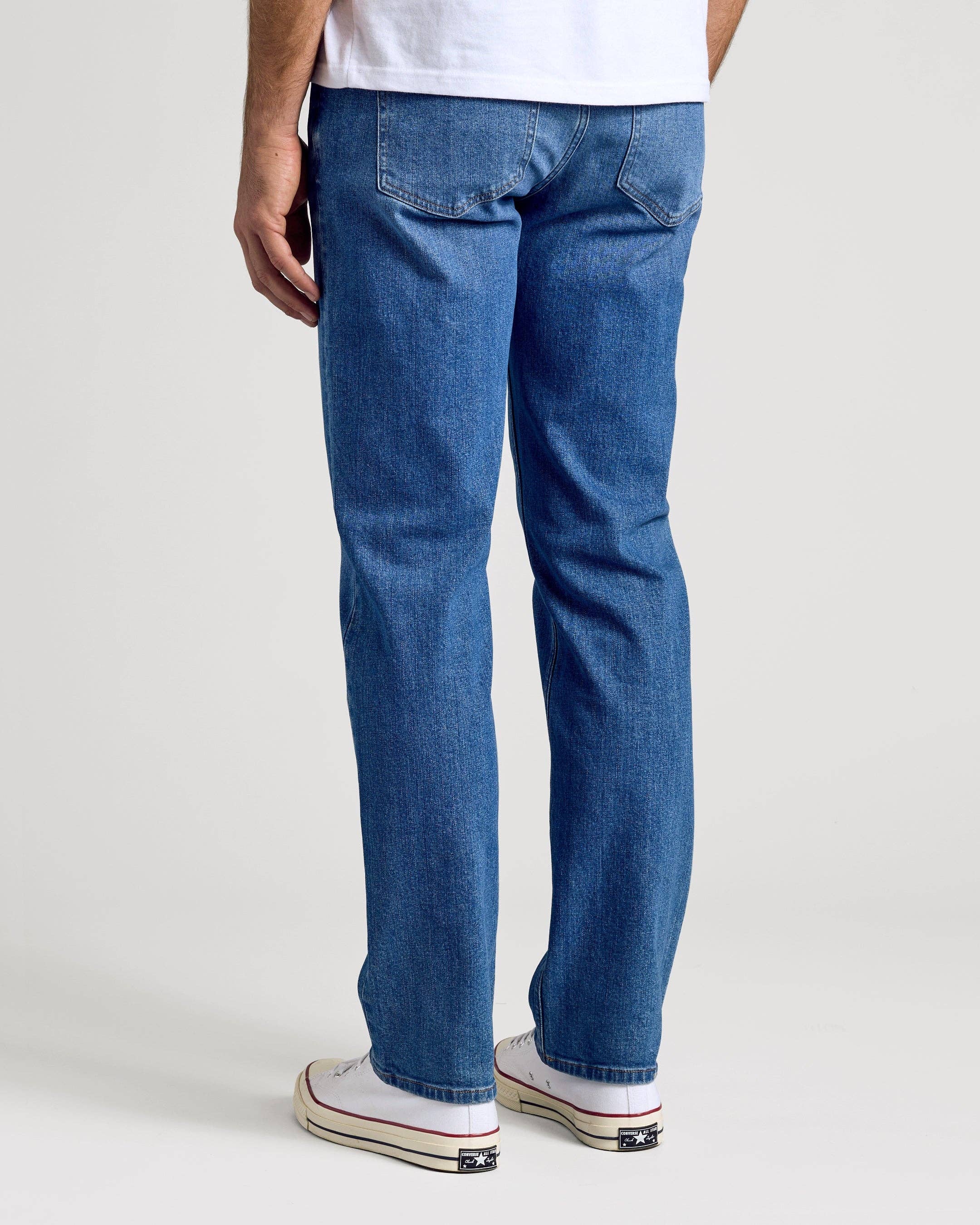 True Classic - Medium Indigo Wash Straight Authentic Denim Jeans