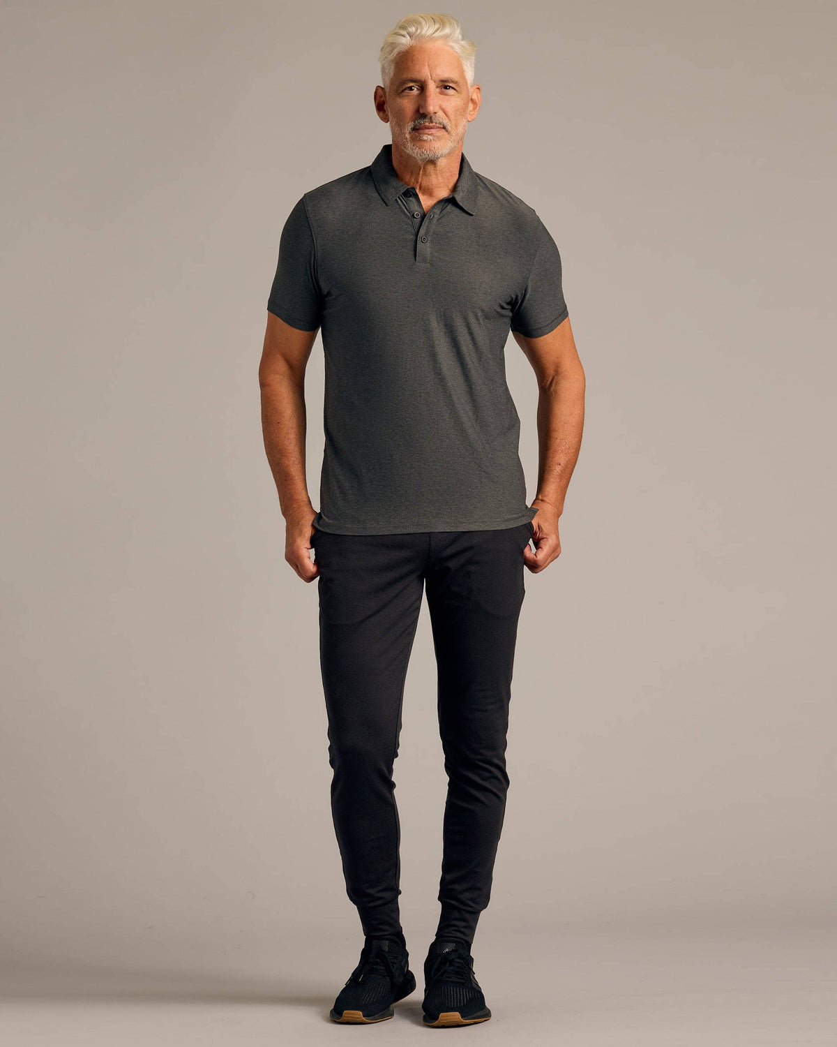 True Classic Charcoal Heather Gray Active Polo 2.0