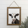 Baby Cow Framed Canvas Wall Art - 12x18 Farmhouse Nursery Decor
