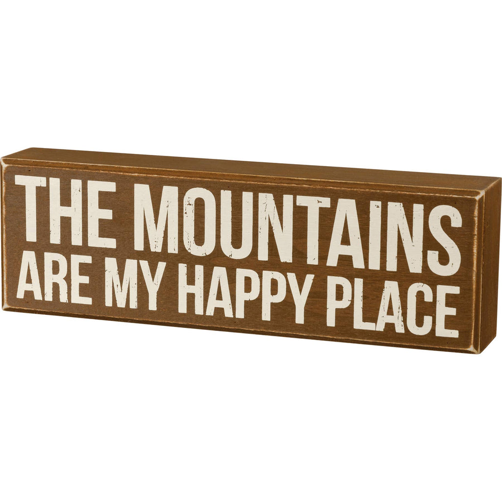 Mountains Are My Happy Place Wooden Box Sign