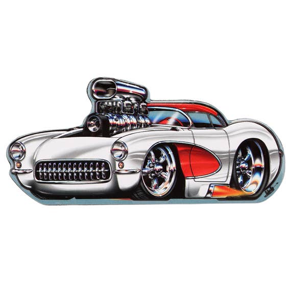 White Hot Rod Embossed Tin Magnet