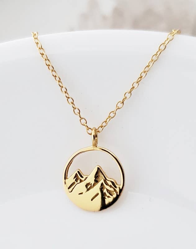 Golden Mountain Escape Necklace – Gold Over Sterling Silver Pendant