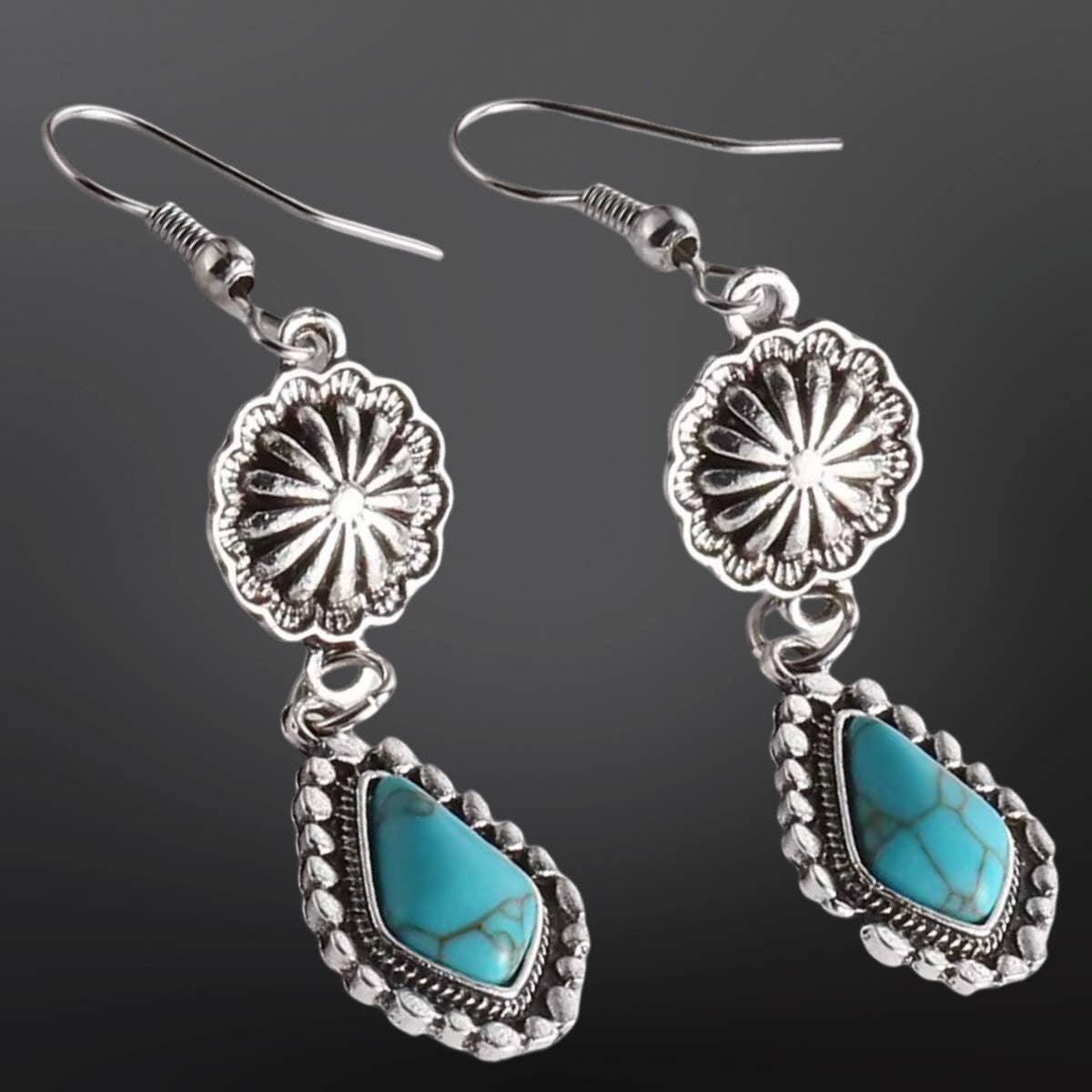 Concho Turquoise Drop Earrings