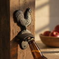 Cast Iron Rooster Bottle Opener – Rustic Farmhouse Wall-Mounted Bar Tool, 3.1"