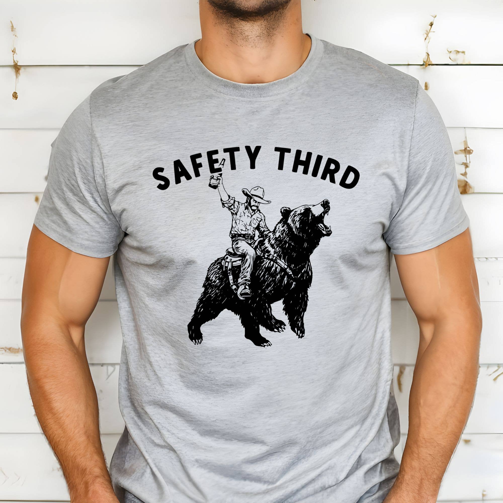 Safety Third Funny Bear Rider Graphic Tee