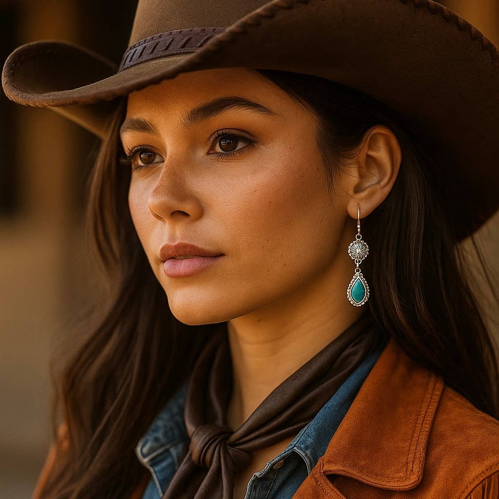 Concho Turquoise Drop Earrings