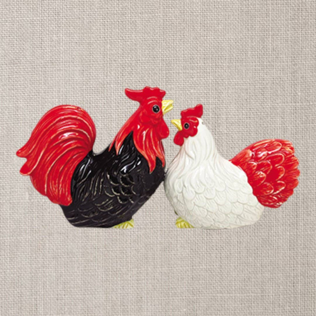 Rooster & Hen Ceramic Salt and Pepper Shaker Set