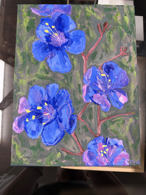 California Blue Bells - Original Oil Painting by Local Artist Mariel Arata