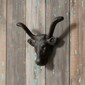 Cast Iron Bull Head Wall Hook – Western Ranch Coat, Hat & Key Hook, 3.5"