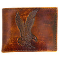 USA-Made Antiqued Leather Bifold Wallet with Eagle Emboss