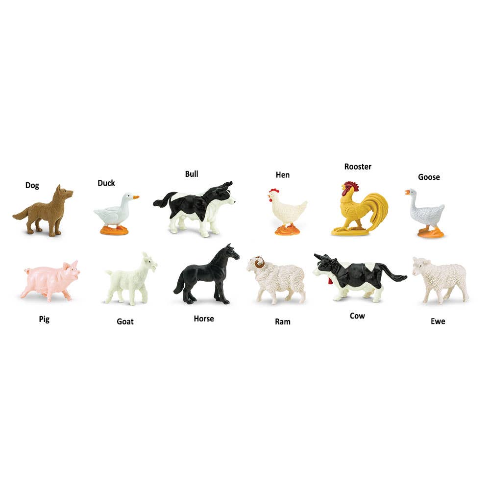 Farm Animal Miniature Figurine TOOB – 12 Piece Set