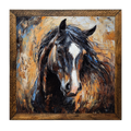 Timberland Horse Palette Knife Wall Art – Rustic Framed Horse Decor (16" x 16")