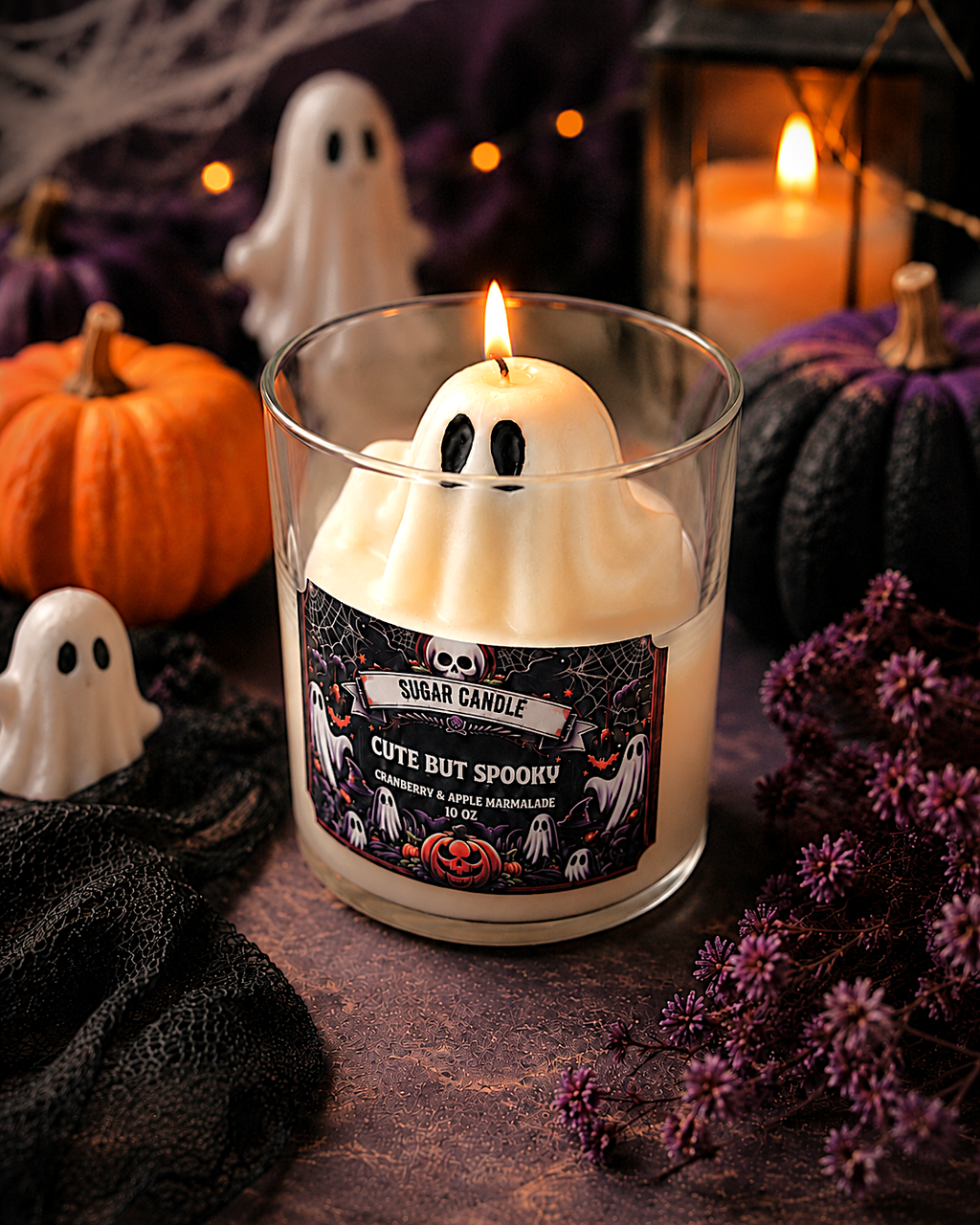 Cute But Spooky Ghost Candle – 10 oz