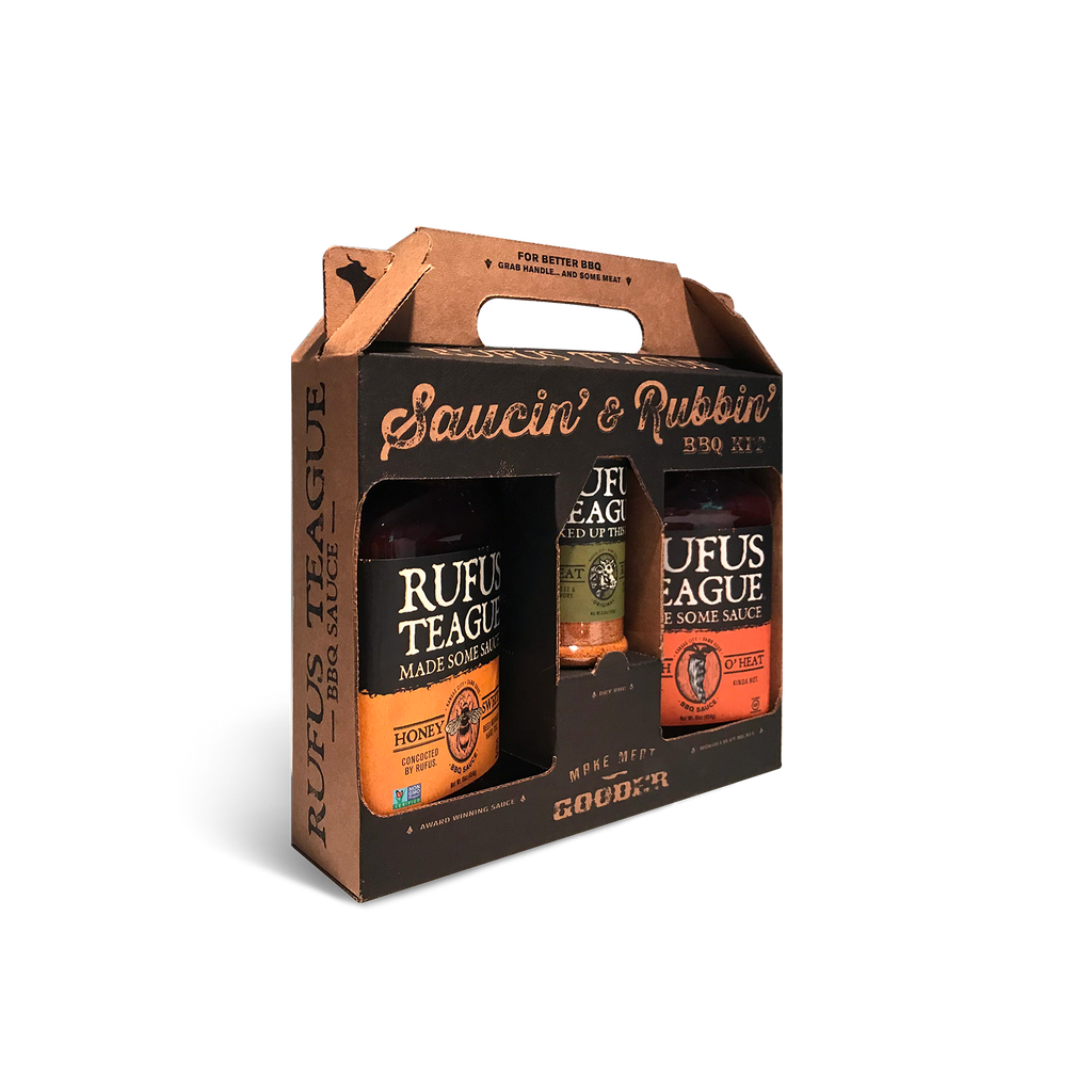 Rufus Teague 3-Pack BBQ Sauce & Rub Gift Tote