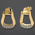 Gold-Plated Sterling Silver Stirrup Earrings with Cubic Zirconia