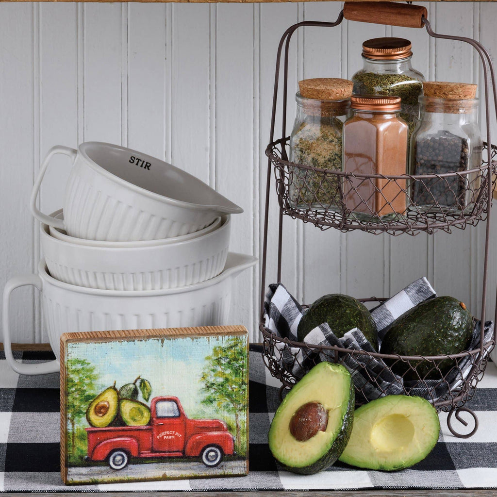Primitives by Kathy - Avocado Perfect Pit Farm Block Sign