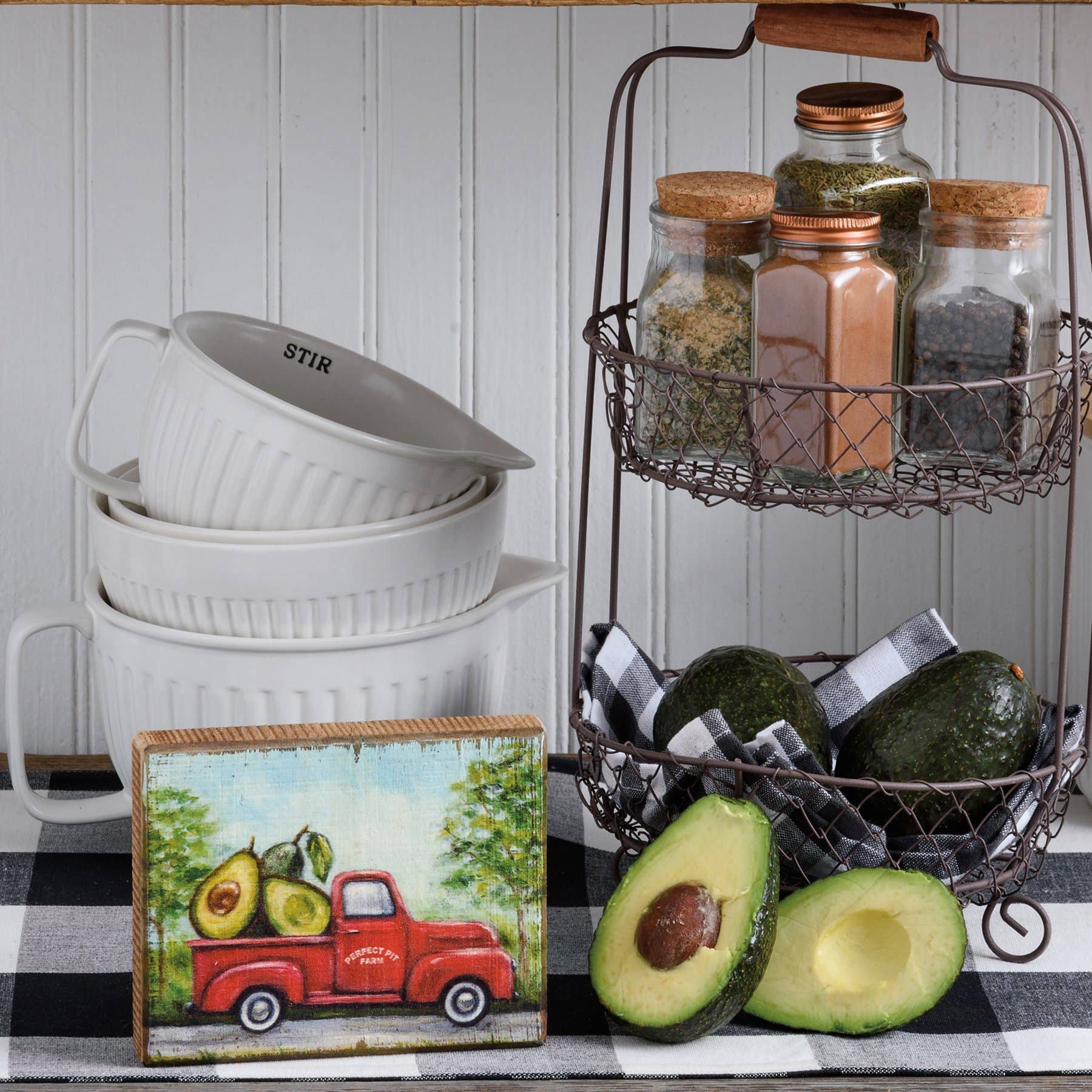 Primitives by Kathy - Avocado Perfect Pit Farm Block Sign