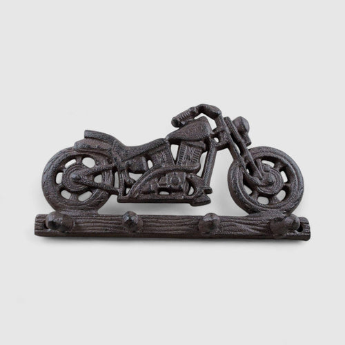 Cast Iron Motorcycle Wall Hook – Rustic Garage, Workshop & Man Cave Organizer, 8.2"