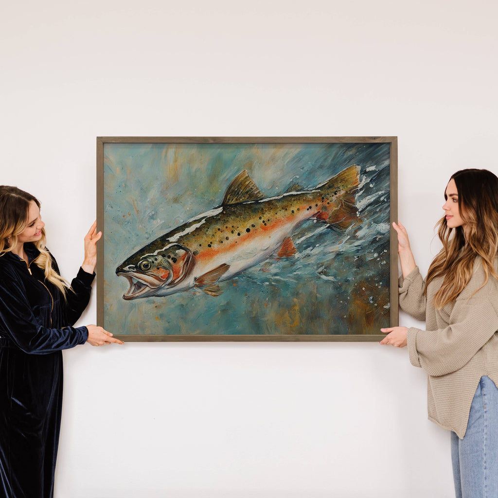 Rainbow Trout Framed Canvas Wall Art