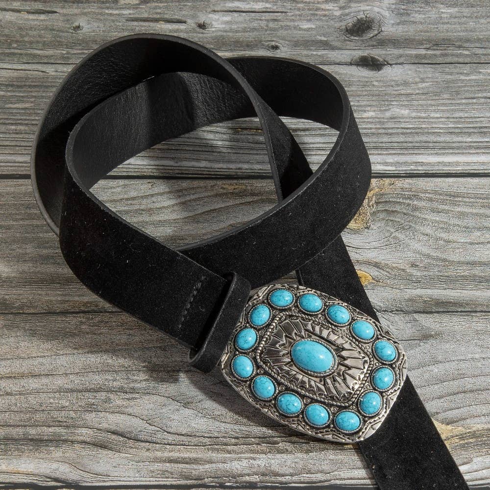 Turquoise Stone Western Concho Buckle Belt