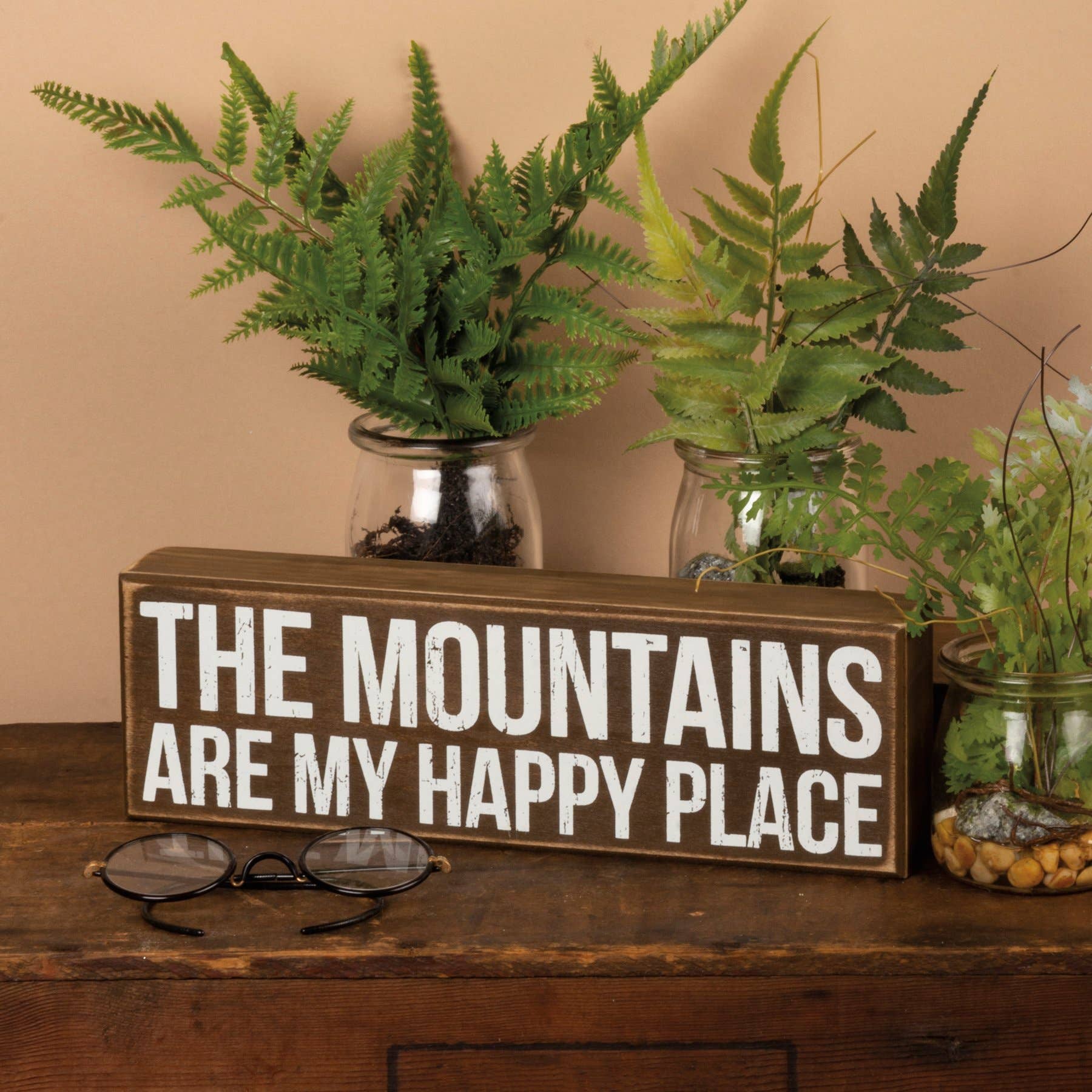 Mountains Are My Happy Place Wooden Box Sign