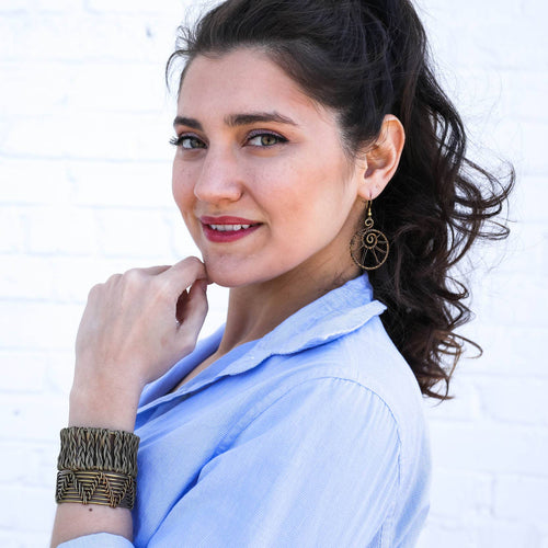 Antique Brass Zig Zag Basketweave Cuff Bracelet