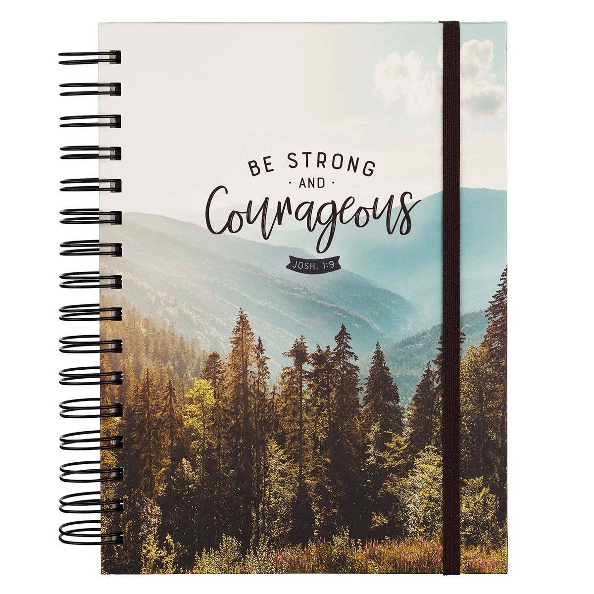 Be Strong & Courageous Wirebound Journal with Elastic Closure | Joshua 1:9 Christian Notebook