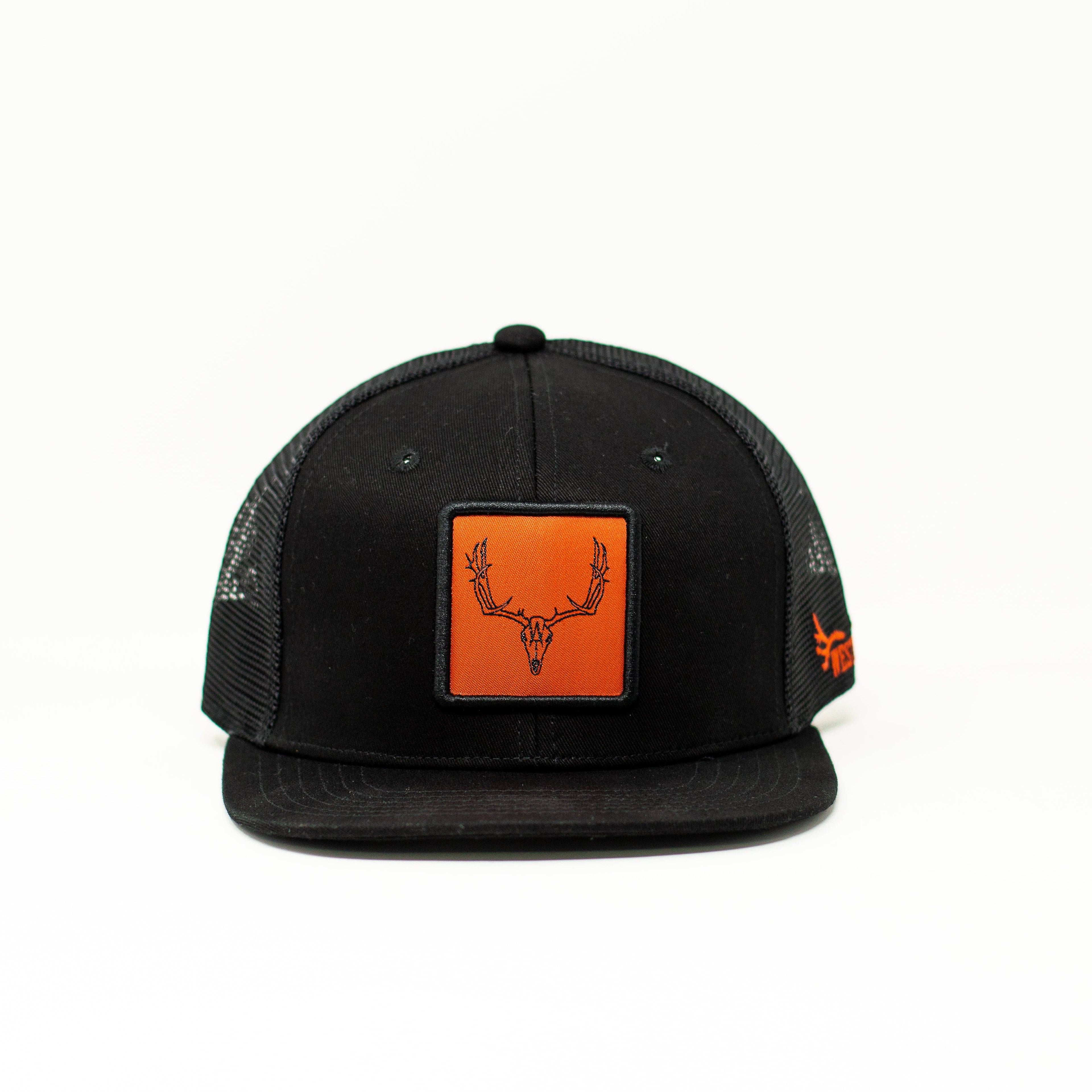 Orange Skull Buck Snapback Hat