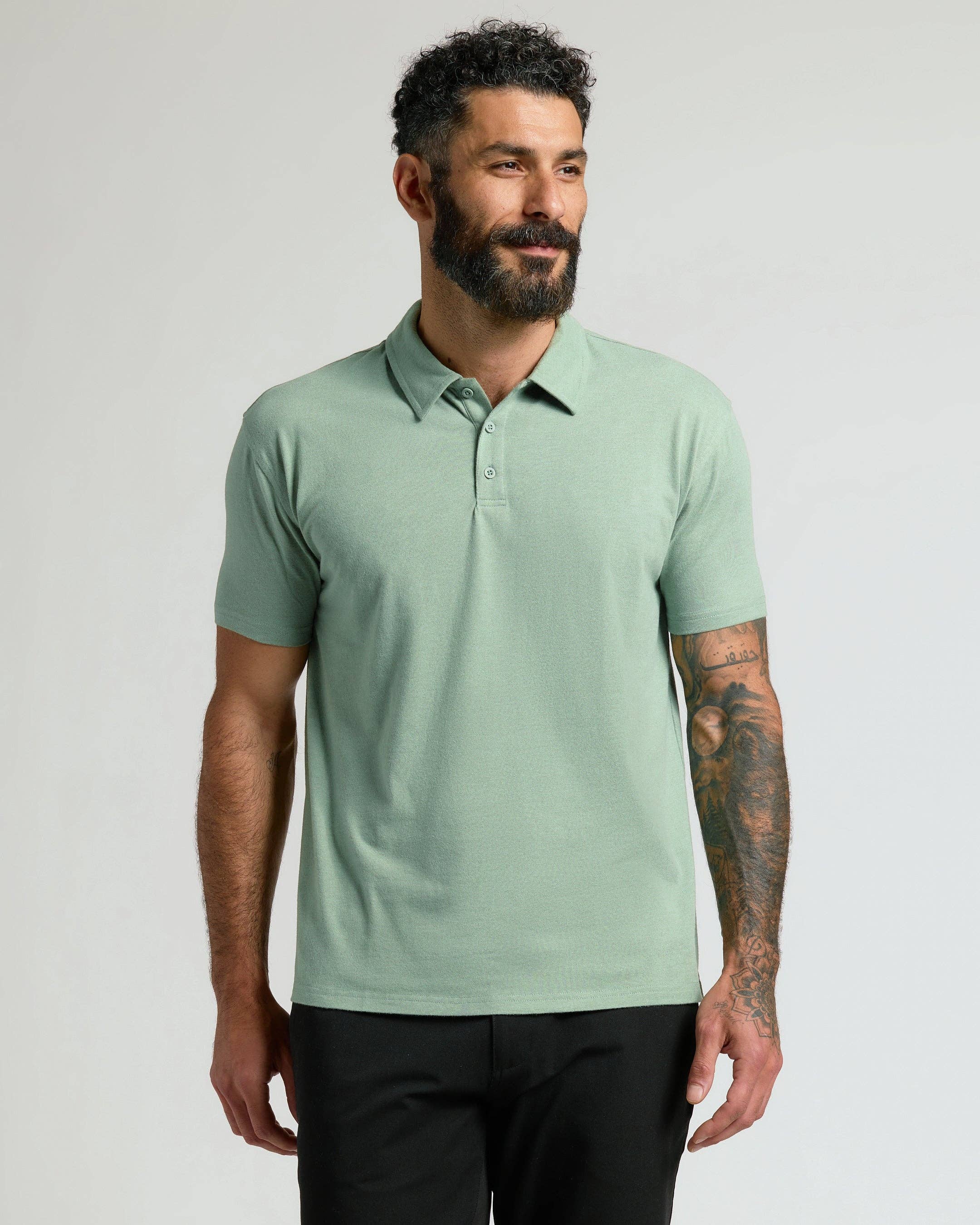 True Classic - Heather Slate Green Classic Polo