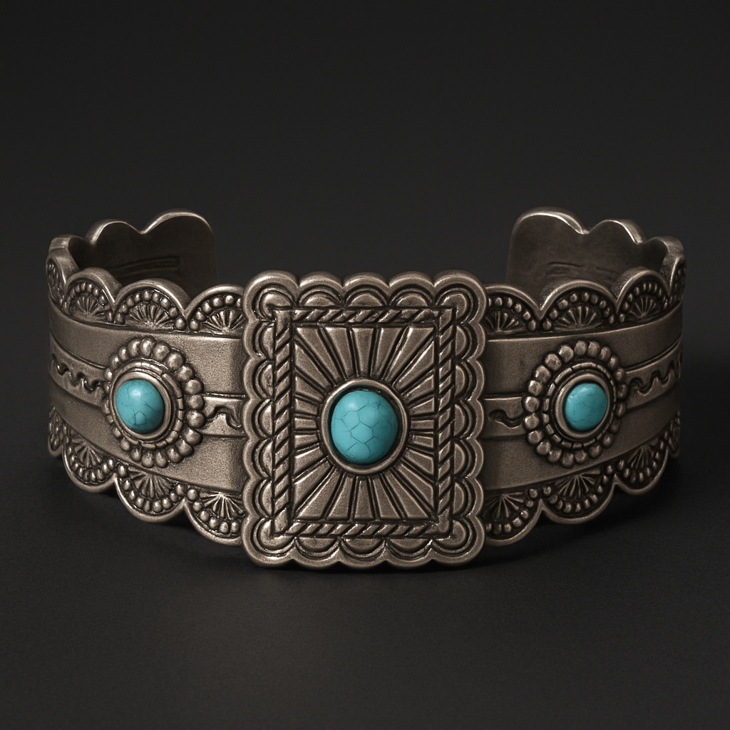 Western Faux Turquoise Cuff Bracelet