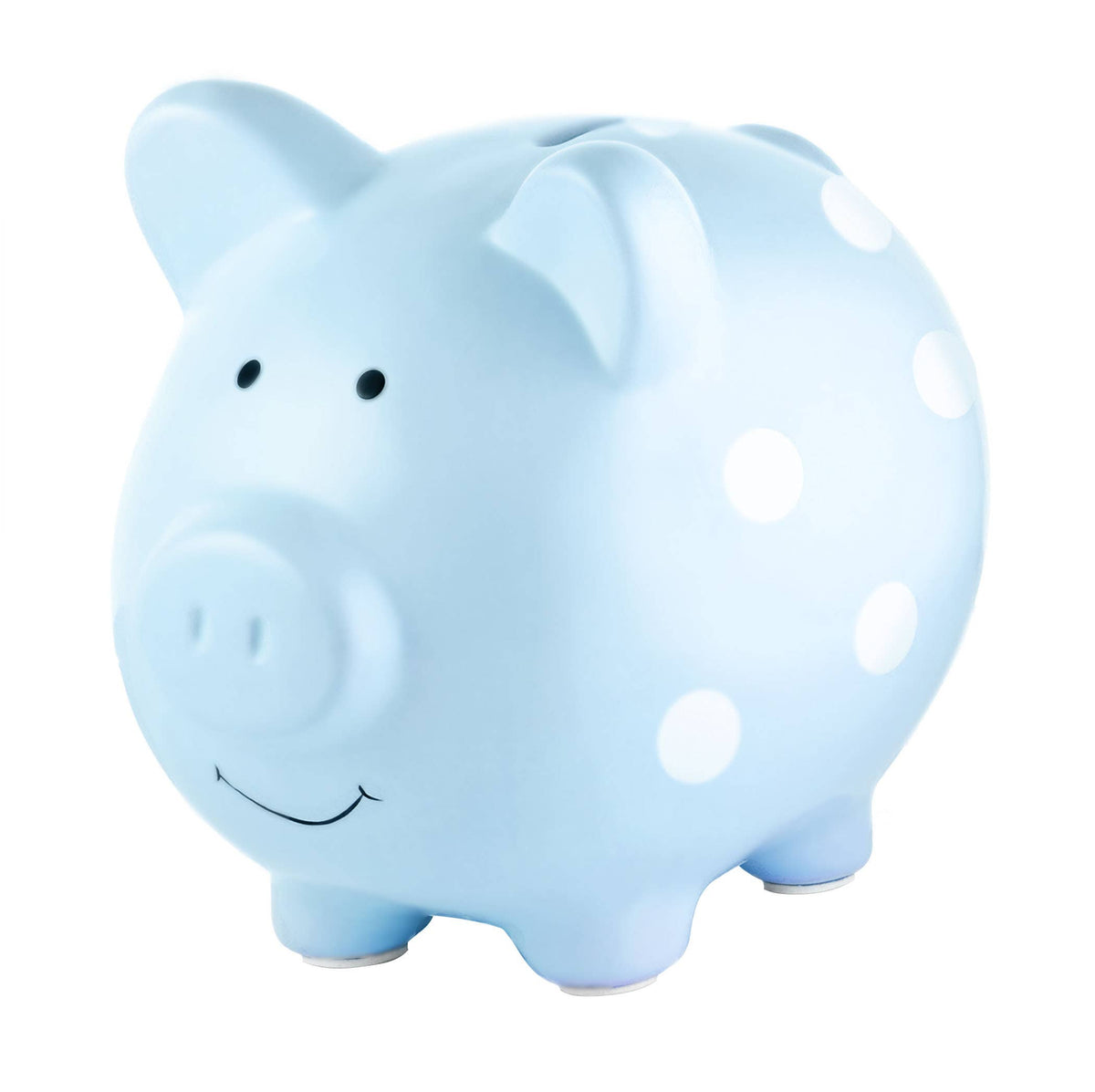 Polka Dot Ceramic Piggy Bank – Blue or Pink Nursery Keepsake