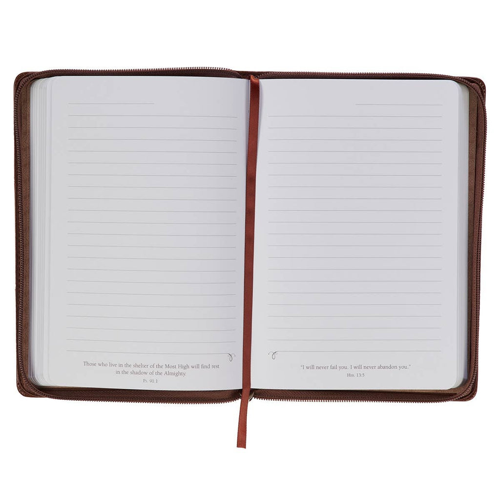 Christian Art Gifts - Journal w/Elastic Be Still Brown Ps. 46:10