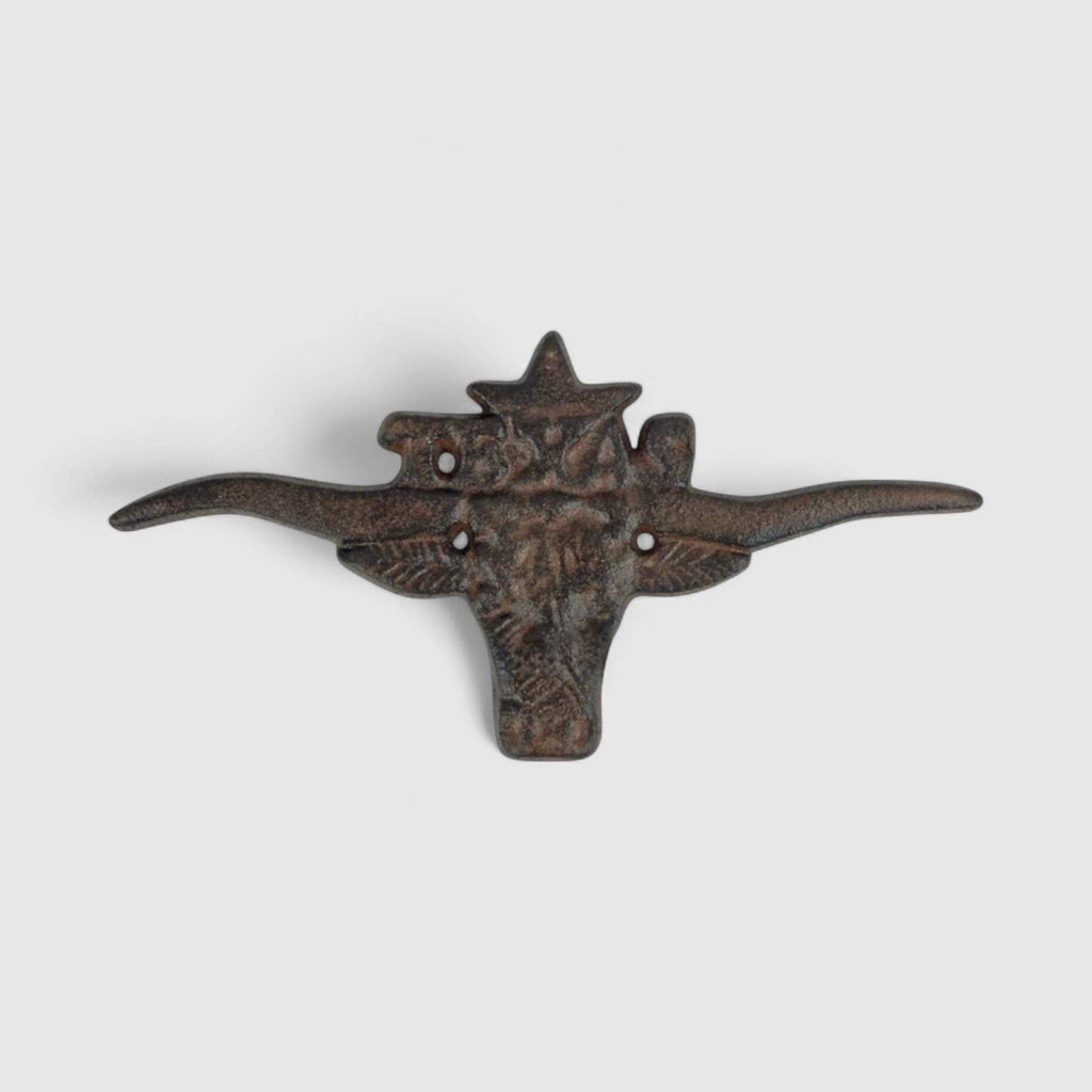 Texas Longhorn Wall Plaque – Cast Iron Western Ranch Wall Décor, 11.8"