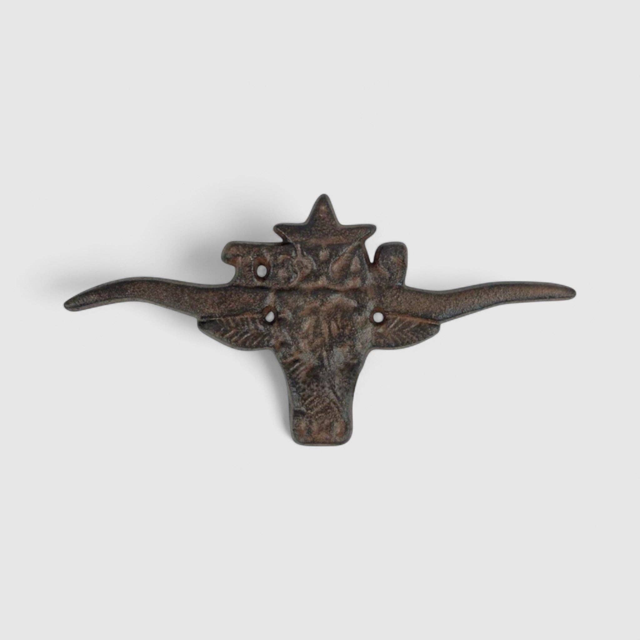 Texas Longhorn Wall Plaque – Cast Iron Western Ranch Wall Décor, 11.8"