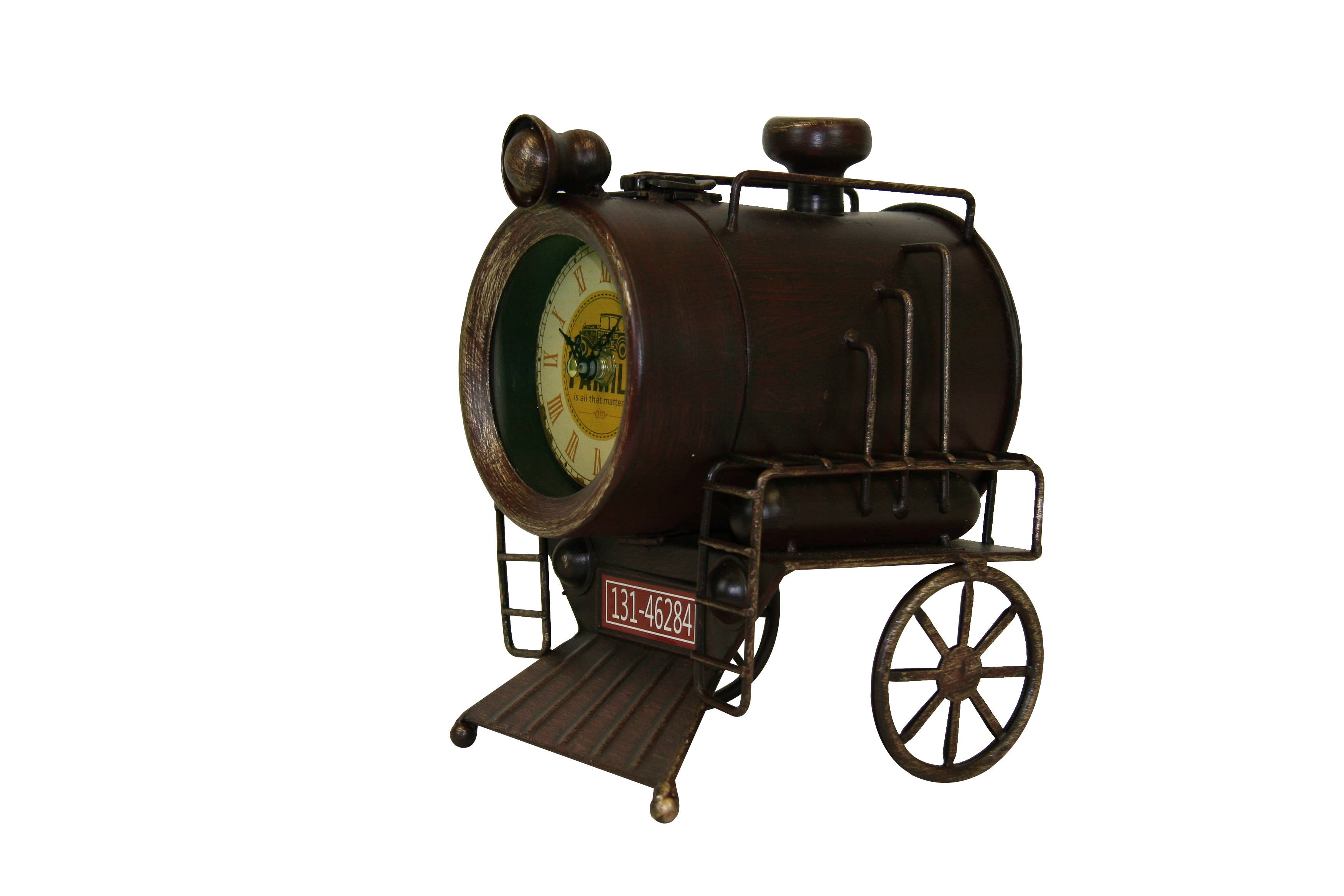 Rustic Bronze Locomotive Table Clock