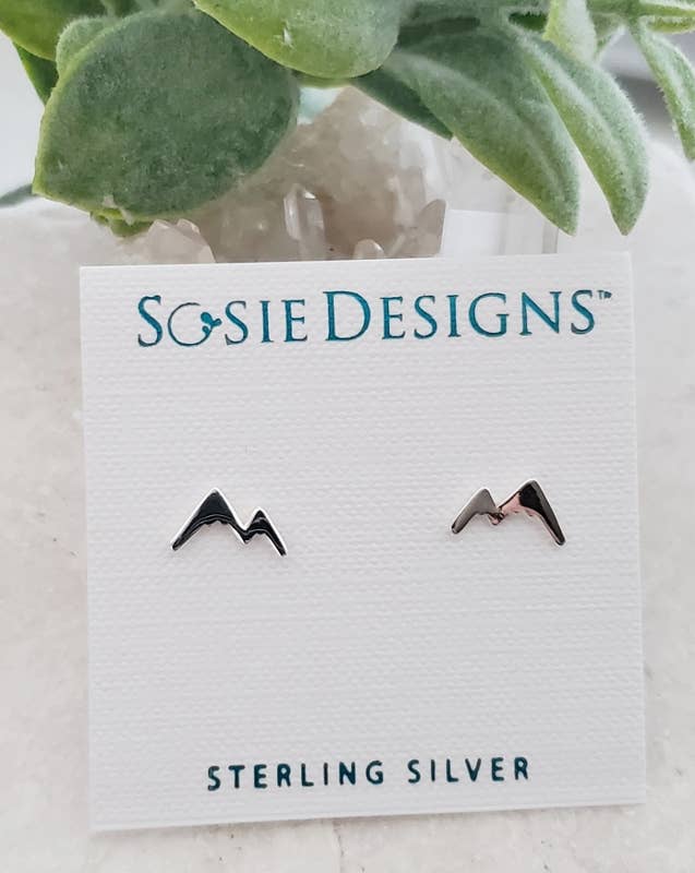 Mountain Peaks Sterling Silver Stud Earrings – Nature-Inspired Jewelry