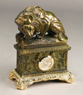 Lion and Cobra Tabletop Clock, Bronze Finish Decorative Accent