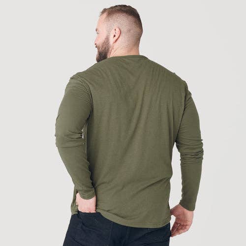 True Classic Long Sleeve Henley Shirt - Military Green