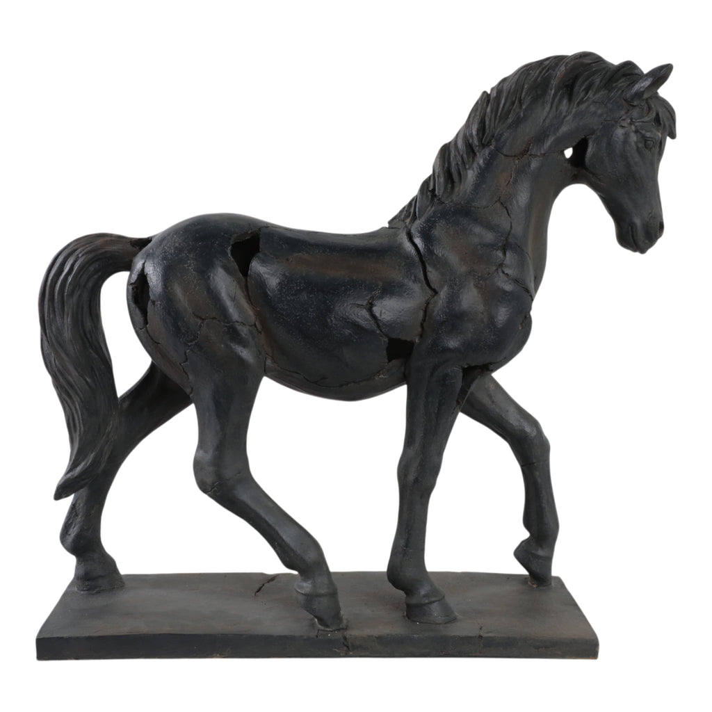 Sagebrook Home - Resin Cracked Horse Sculpture – Brown 18" Home Décor Statue