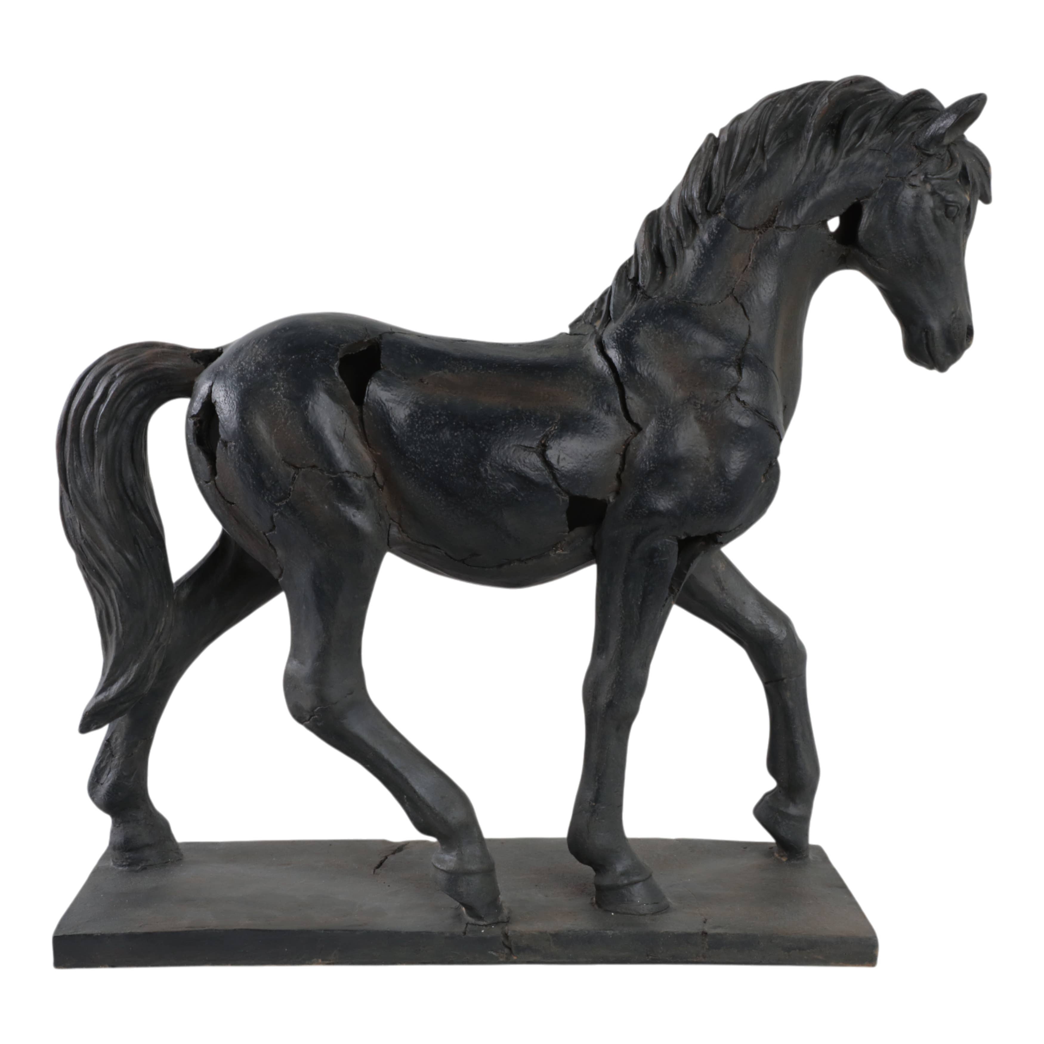 Sagebrook Home - Resin Cracked Horse Sculpture – Brown 18" Home Décor Statue