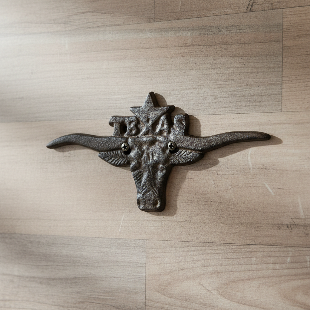Texas Longhorn Wall Plaque – Cast Iron Western Ranch Wall Décor, 11.8"